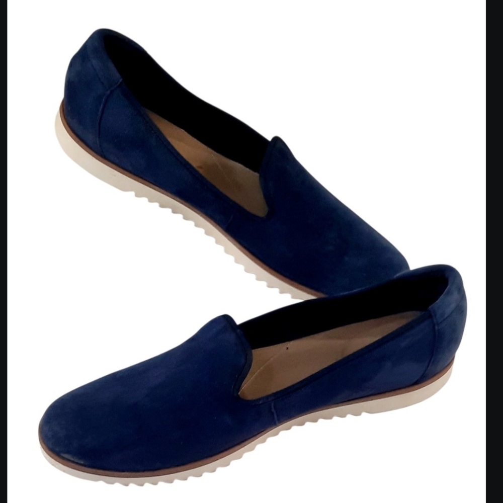 Clarks Serena Brynn Suede Slip Ons - Navy Blue. Womens Sz 12 - Picture 2 of 5